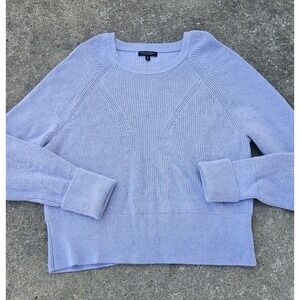 Banana Republic XL Merino Wool Knit Sweater Luxury‎ Light Grey Rolled Cuff Chic